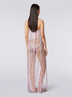 Abito copricostume a bustier con frange e lurex