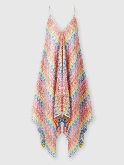 Abito copricostume a foulard in pizzo spalmato