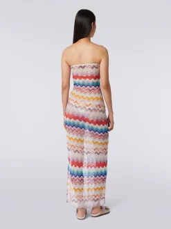Abito copricostume lungo in crochet motivo onda
