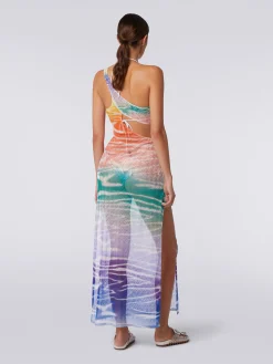 Abito copricostume lungo monospalla stampa tie-dye