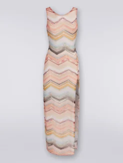 Abito copricostume lungo motivo chevron con lurex