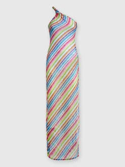 Abito copricostume stampa zig zag con scollatura a nodo