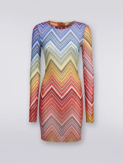 Abito mare in tulle stampa zig zag