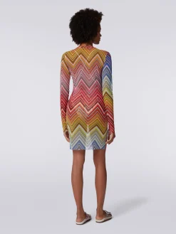 Abito mare in tulle stampa zig zag