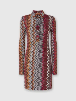 Abito taglio polo in viscosa e lana zig zag