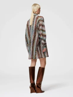 Abito zig zag lamé con collo foulard