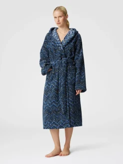 Accappatoio Azul in spugna di cotone chevron