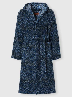 Accappatoio Azul in spugna di cotone chevron