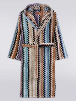Accappatoio con cappuccio Adam in spugna di cotone chevron