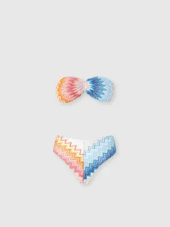 Bikini a fascia in misto viscosa zig zag lamé