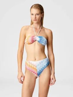 Bikini a fascia in misto viscosa zig zag lamé