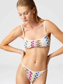 Bikini a fascia in pizzo di viscosa lamé