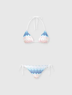 Bikini a triangolo in misto viscosa zig zag lamé