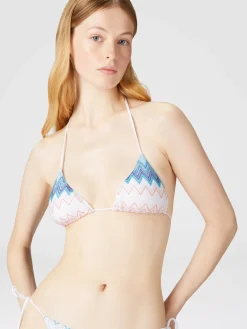 Bikini a triangolo in misto viscosa zig zag lamé