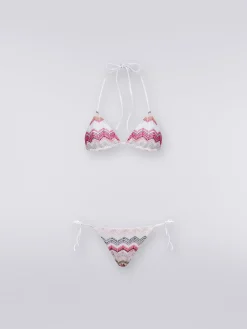 Bikini crochet zig zag con lurex