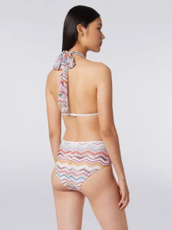Bikini in crochet con lurex e slip a vita alta