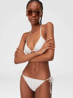 Bikini in misto viscosa con zig zag tono su tono e lurex