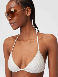 Bikini in misto viscosa con zig zag tono su tono e lurex