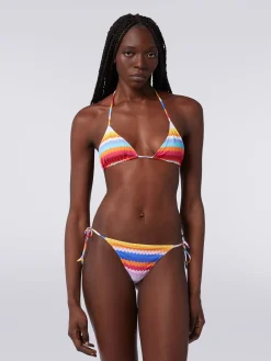 Bikini in nylon stretch stampa zig zag