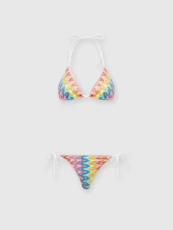 Bikini in pizzo di misto cotone spalmato