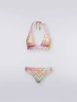 Bikini in tessuto stampa zig zag