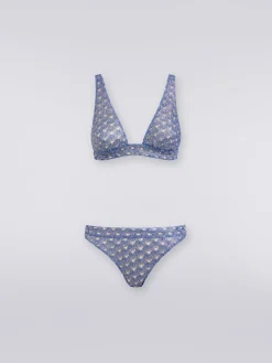 Bikini in viscosa effetto pizzo con finish lucido