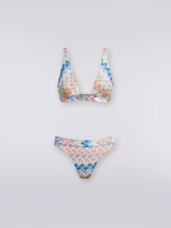 Bikini in viscosa zig zag con lurex