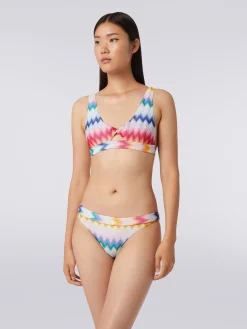Bikini in viscosa zig zag con lurex