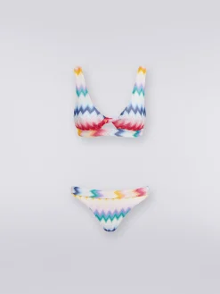 Bikini in viscosa zig zag con lurex