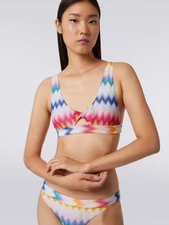 Bikini in viscosa zig zag con lurex