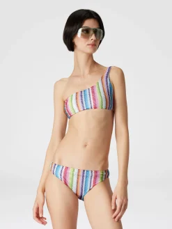 Bikini monospalla stampa zig zag