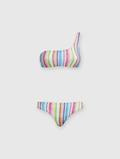 Bikini monospalla stampa zig zag