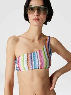 Bikini monospalla stampa zig zag
