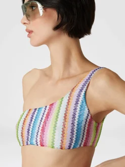 Bikini monospalla stampa zig zag