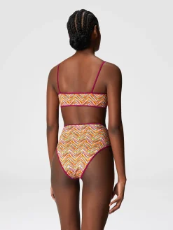 Bikini reversibile con stampa e slip alto