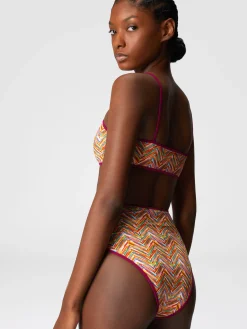 Bikini reversibile con stampa e slip alto