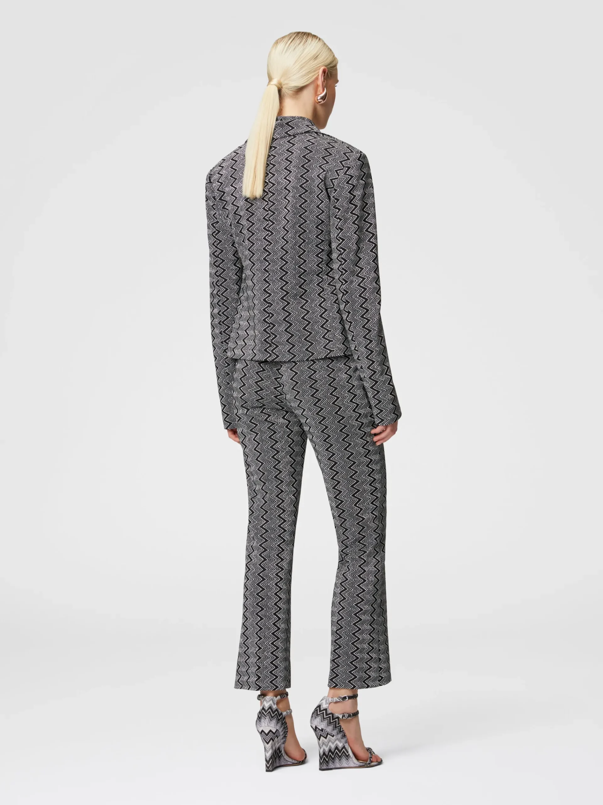 Blazer corto in misto viscosa zig zag lamé