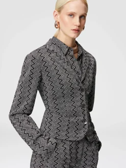 Blazer corto in misto viscosa zig zag lamé