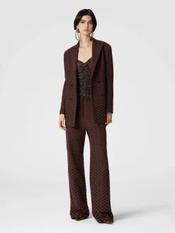 Blazer doppipetto in cotone e viscosa zig zag