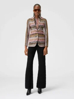 Blazer in maglia di viscosa chevron lamé