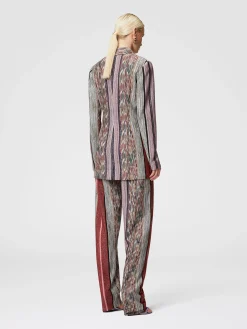 Blazer lungo in viscosa rigata lamé