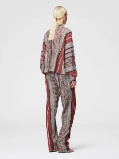 Blusa con collo foulard in viscosa lamé