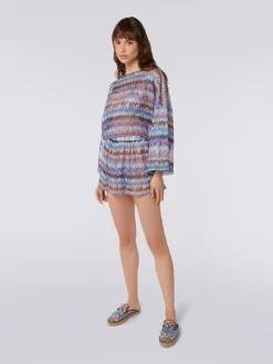 Blusa copricostume in tulle di viscosa chevron