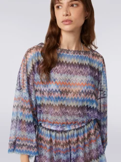 Blusa copricostume in tulle di viscosa chevron
