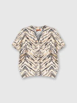 Blusa in popeline di cotone stampa zig zag animalier