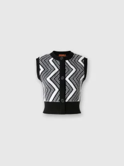 Bolero in lana con bottoni e chevron punto spugna