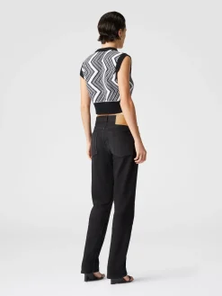 Bolero in lana con bottoni e chevron punto spugna