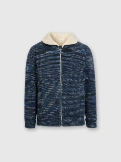 Bomber in lana fiammata con inserto orsetto
