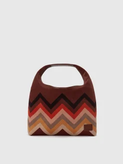 Borsa a mano in tessuto zig zag