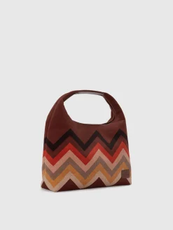Borsa a mano in tessuto zig zag